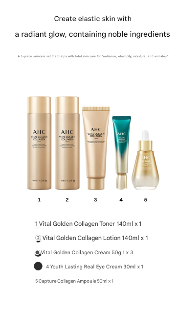AHC Vital Golden Collagen Youth Total Skincare 5-piece set, 1 set