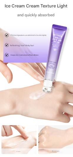 HANVIVA Retinol Eye Cream Collagen Wrinkle Eye Cream Wrinkle Improvement Eye Cream Eye Wrinkles Under Eyes Dark Circles Fat Removal Essence Vitamin Whitening Eye Lifting Elasticity Care Moisture Cream, 20g, 1ea