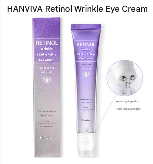 HANVIVA Retinol Eye Cream Collagen Wrinkle Eye Cream Wrinkle Improvement Eye Cream Eye Wrinkles Under Eyes Dark Circles Fat Removal Essence Vitamin Whitening Eye Lifting Elasticity Care Moisture Cream, 20g, 1ea